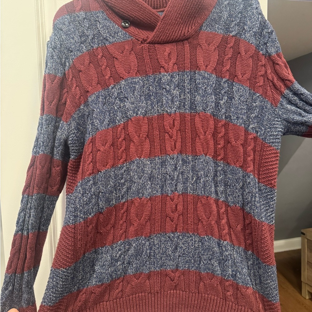 Cozy Striped Sweater in Red and Blue